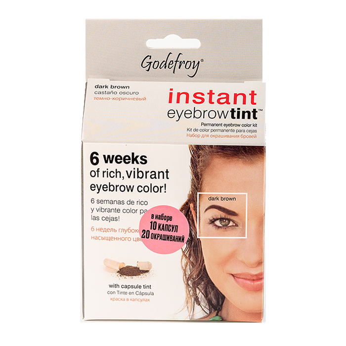 GODEFROY Краска-тинт профессиональная в капсулах для бровей, темно-коричневый / Eyebrow Tint Dark Brown 10 капсул, фото 1
