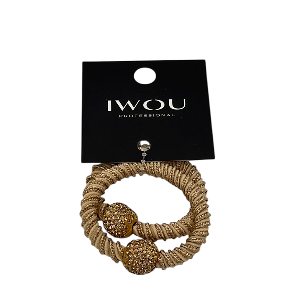 IWOU PROFESSIONAL Резинка для волос Золотая бусина мокко 2шт, фото 1