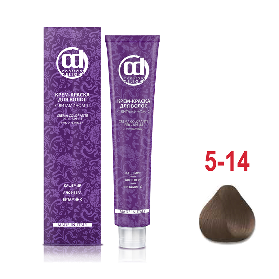 CONSTANT DELIGHT 5/14 краска с витамином С для волос, светло-коричневый сандре бежевый 100 мл, фото 2