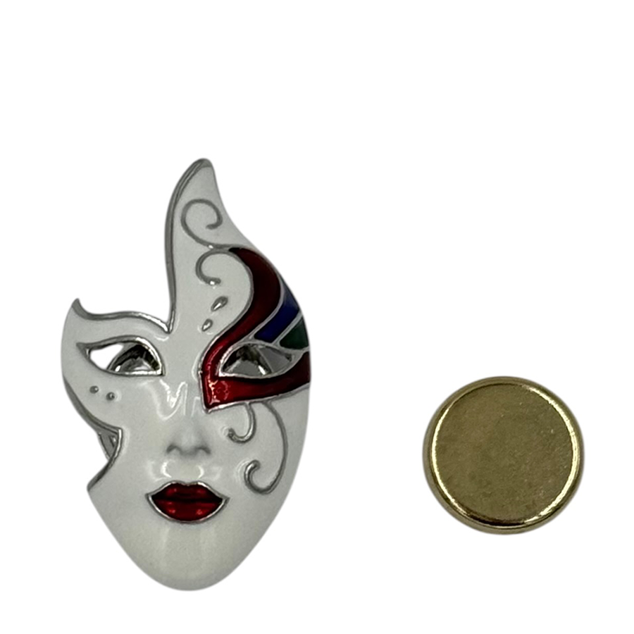 IWOU PROFESSIONAL Брошь-магнит Венецианская маска серебро, фото 2