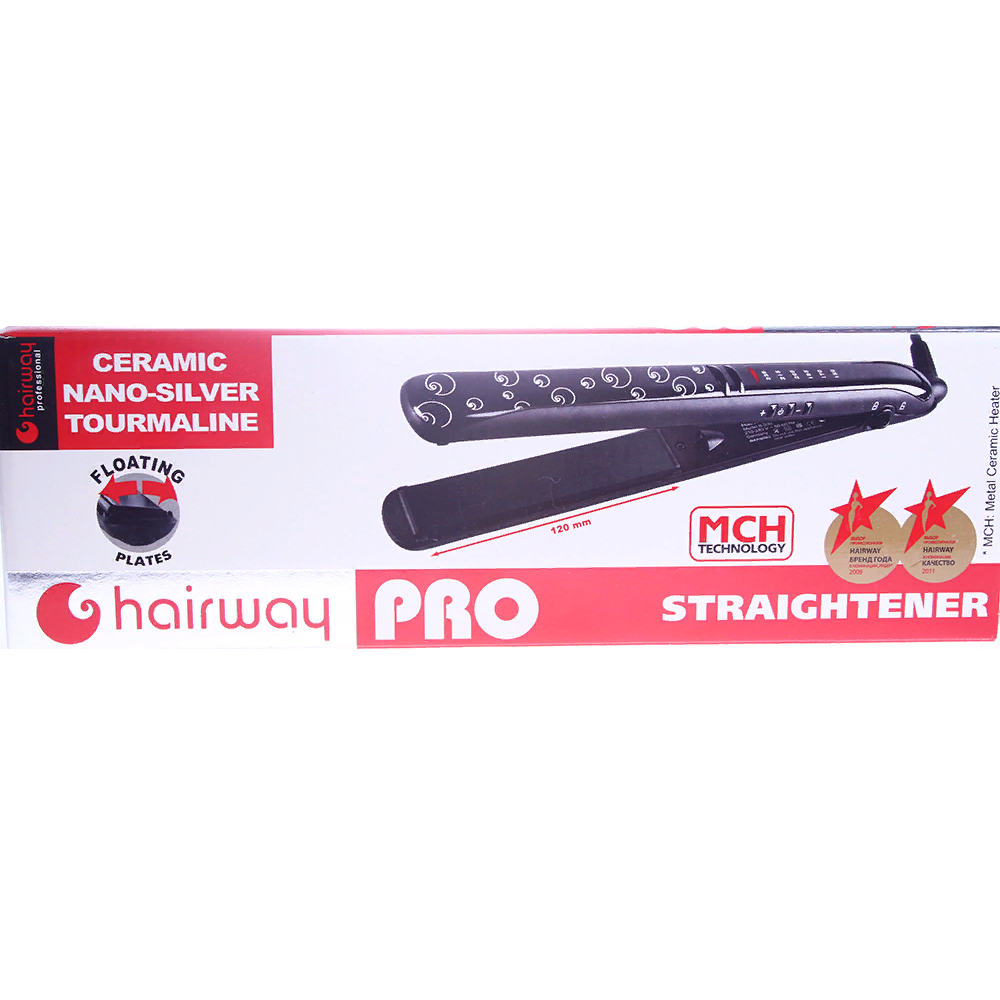HAIRWAY Щипцы Nano Silver Tourmaline (long plate) 120 мм 170 W, фото 3