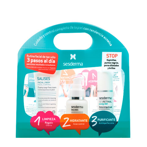 SESDERMA Набор Анти-акне (крем для умывания 50 мл, крем-гель увлажняющий 50 мл, гель интенсивный увлажняющий 30 мл) / Antiacne pack, фото 1