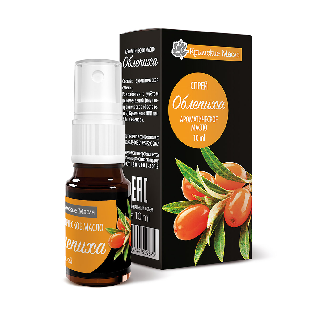 КРЫМСКИЕ МАСЛА Масло ароматическое Облепиха, спрей / Крымские масла 10 мл, фото 2