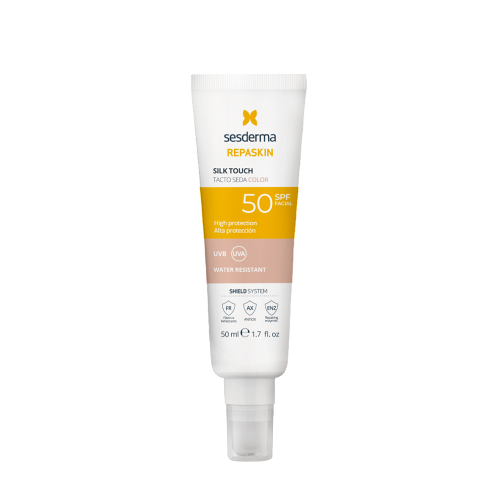 SESDERMA Средство солнцезащитное для лица с нежностью шелка с тонирующим эффектом SPF50 / REPASKIN SILK TOUCH COLOUR 50 мл, фото 1