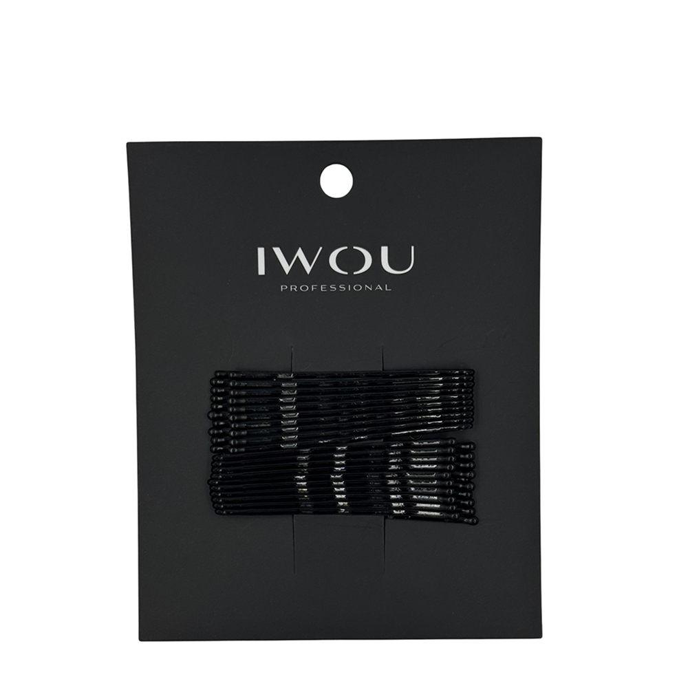 IWOU PROFESSIONAL Невидимки черные волна 55мм 20 шт, фото 1