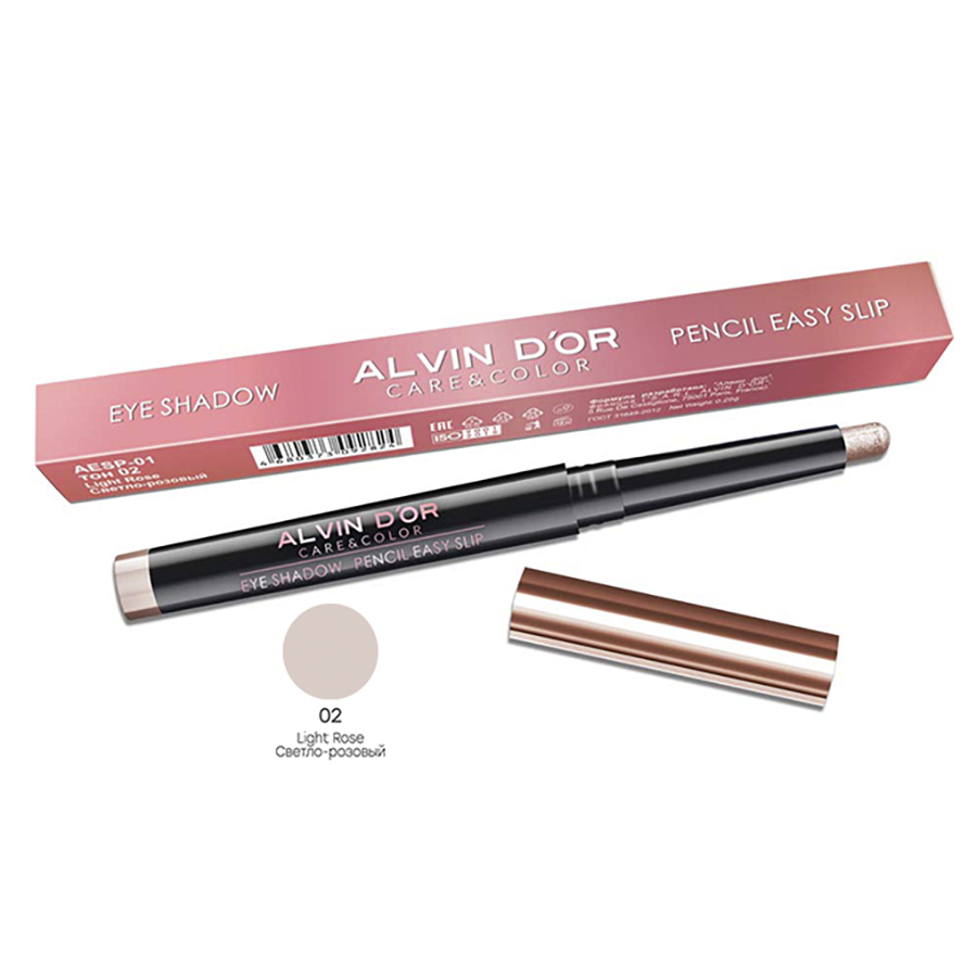 ALVIN D'OR Тени-карандаш для век, тон 02 / Pencil easy slip light rose 0,29 гр, фото 2