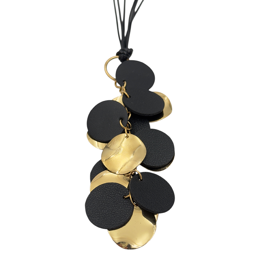 IWOU PROFESSIONAL Подвеска Кружочки золото/кожа, фото 2