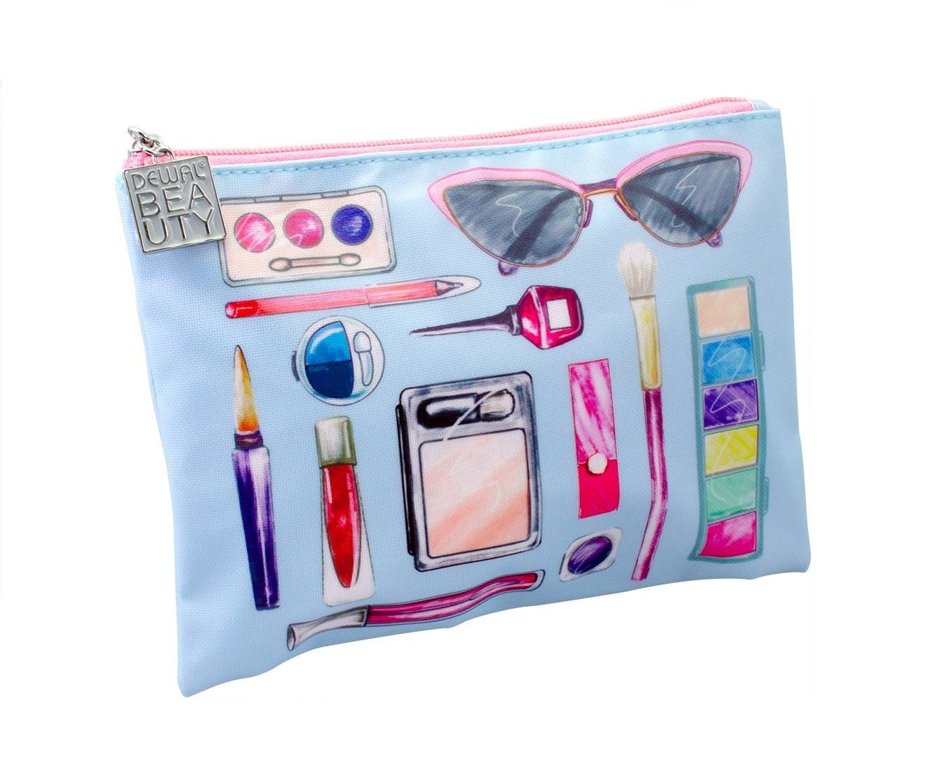 DEWAL BEAUTY Косметичка Модница, голубая 22,5 х 17 х 1 см, фото 1