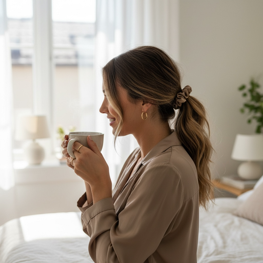 IWOU PROFESSIONAL Резинка для волос Шелк бронза 2шт, фото 3