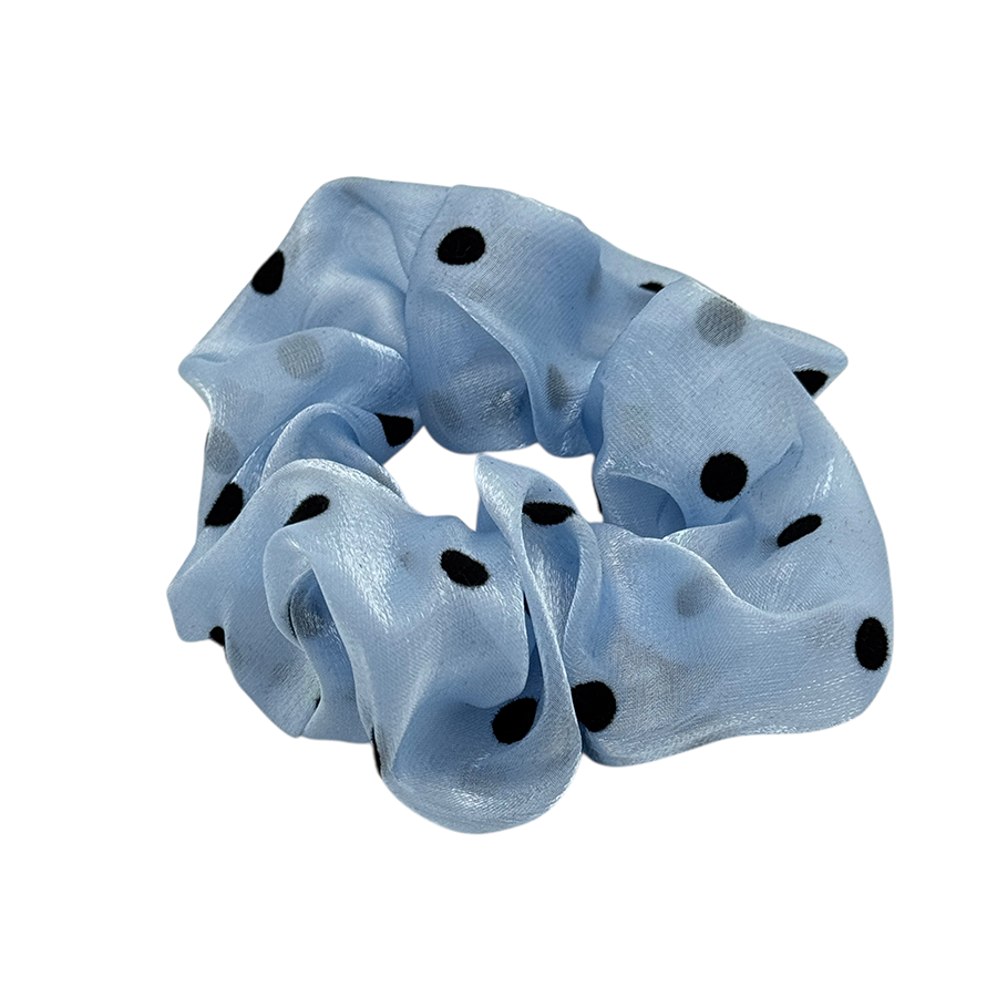 IWOU PROFESSIONAL Резинка для волос Органза в горошек голубая 1шт, фото 2