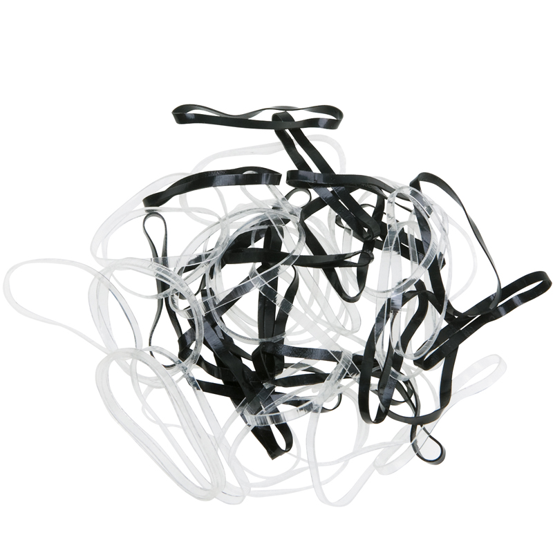 DEWAL PROFESSIONAL Резинки для волос силиконовые, черные/белые midi 50 шт/уп, фото 1