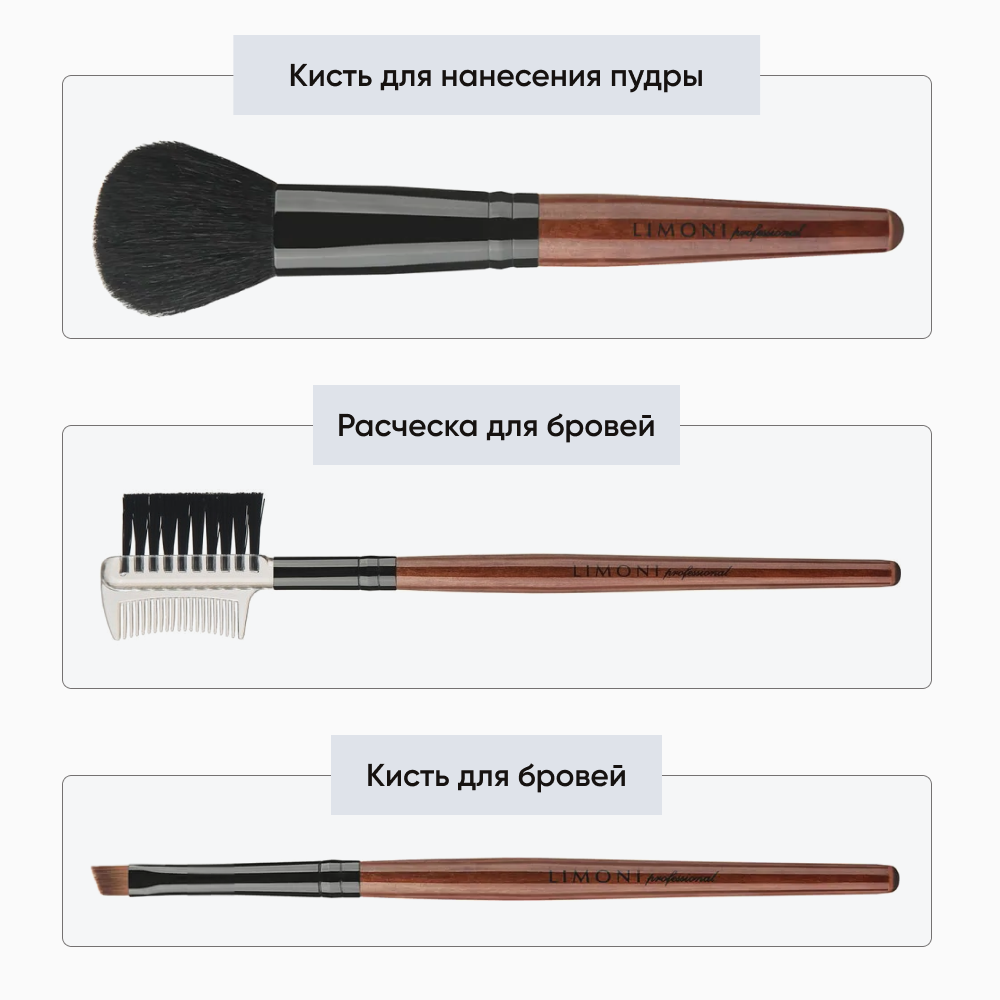 LIMONI Набор кистей (7 кистей + чехол) / SILVER TRAVEL KIT, фото 6