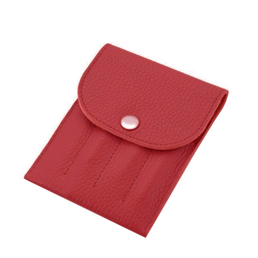 SILVER STAR Набор маникюрный в чехле на кнопке, натуральная кожа красный 5 предметов, фото 2