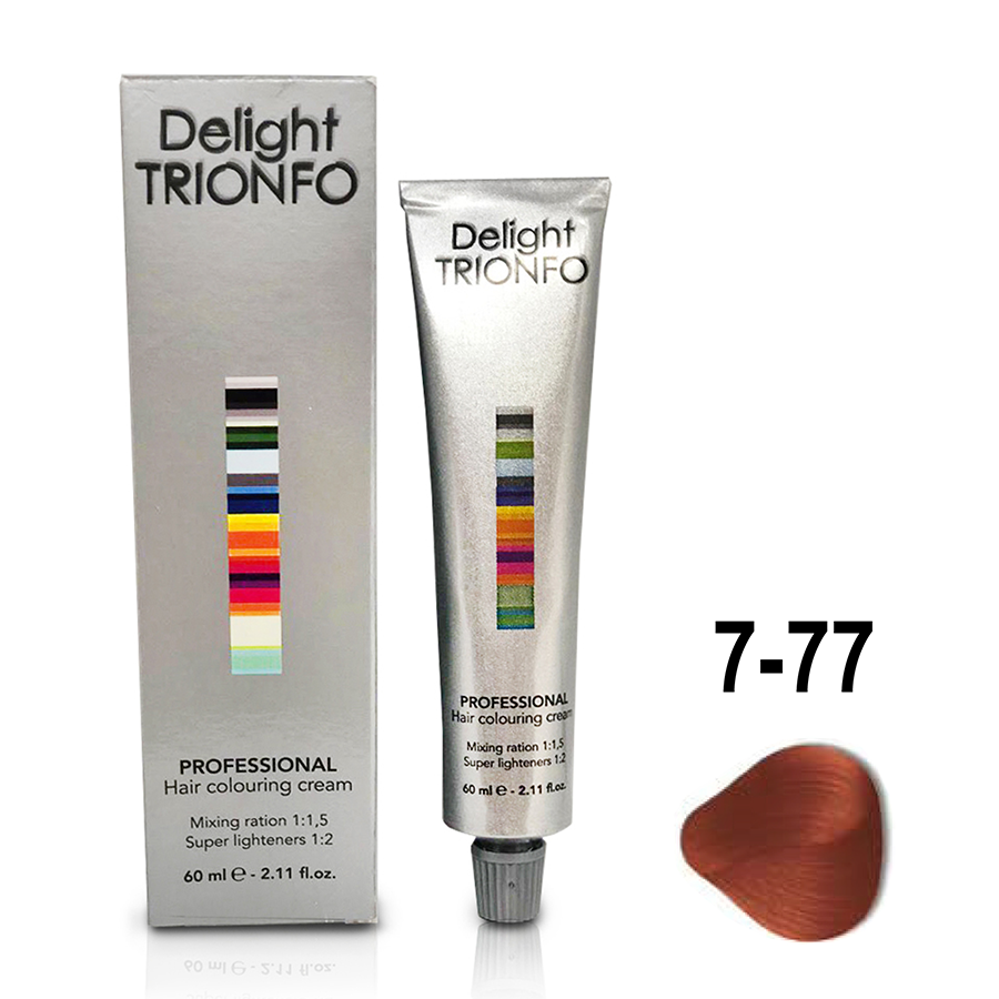 CONSTANT DELIGHT 7-77 крем-краска стойкая для волос, средне-русый интенсивный медный / Delight TRIONFO 60 мл, фото 2