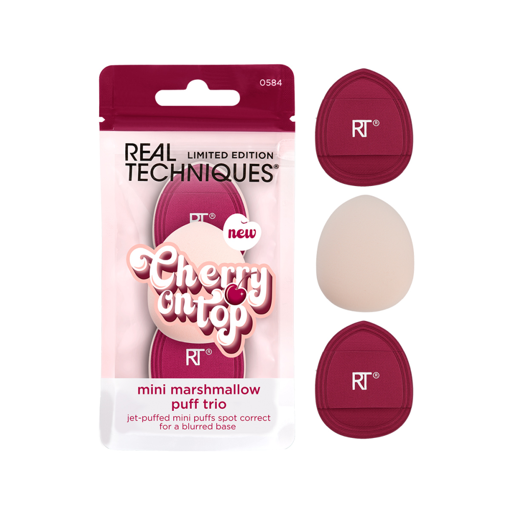 REAL TECHNIQUES Набор мини-пуховок для макияжа / Real Techniques Cherry On Top Mini Marshmallow Puff Trio, фото 2