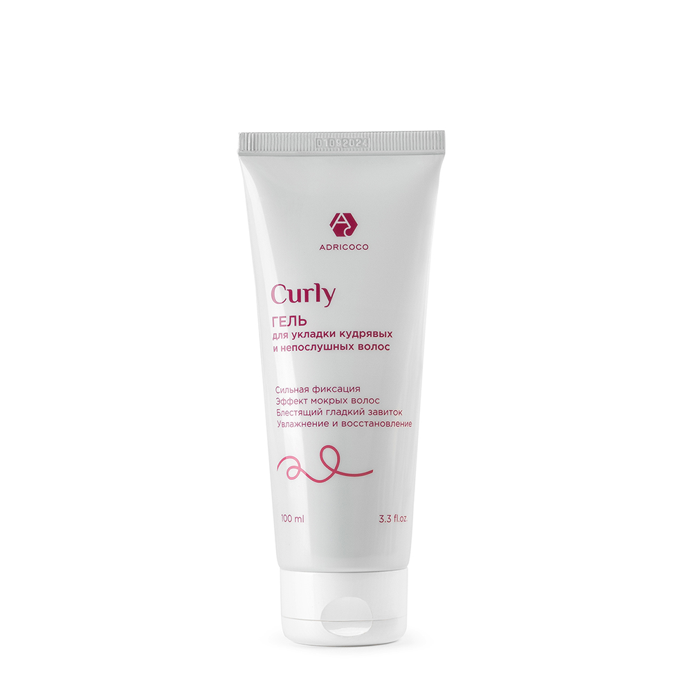 ADRICOCO Гель восстанавливающий для укладки с эффектом мокрых волос, сильная фиксация / ADRICOCO CURLY 100 мл, фото 1