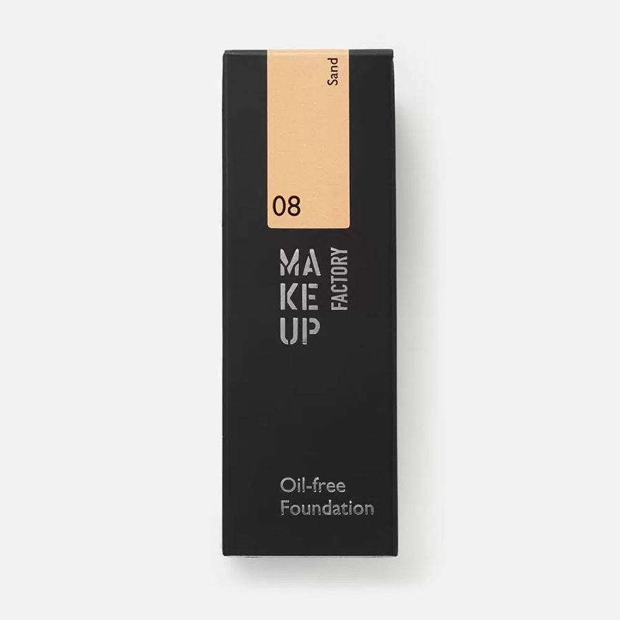 MAKE UP FACTORY Крем тональный матовый для нормальной и жирной кожи, 08 сатиновая кожа / Oil-free Foundation 20 мл, фото 2