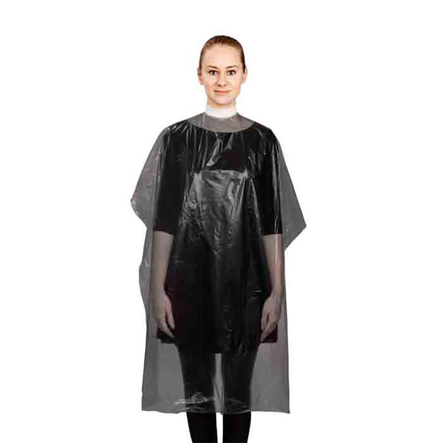 ЧИСТОВЬЕ Пеньюар для парикмахерских работ Стандарт полиэтилен, черный 160*100 50 шт/уп, фото 5
