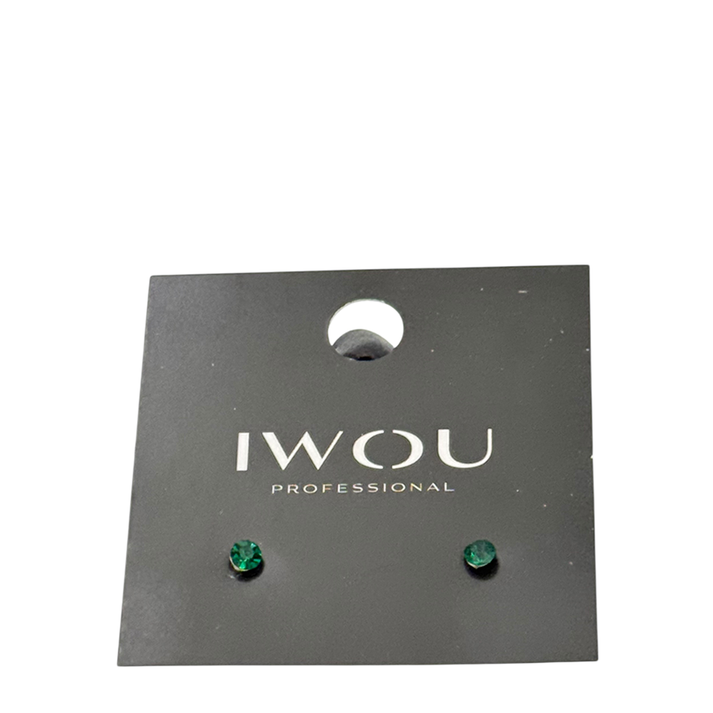 IWOU PROFESSIONAL Серьги гвоздики IWOU глубокий изумруд 4мм, фото 1