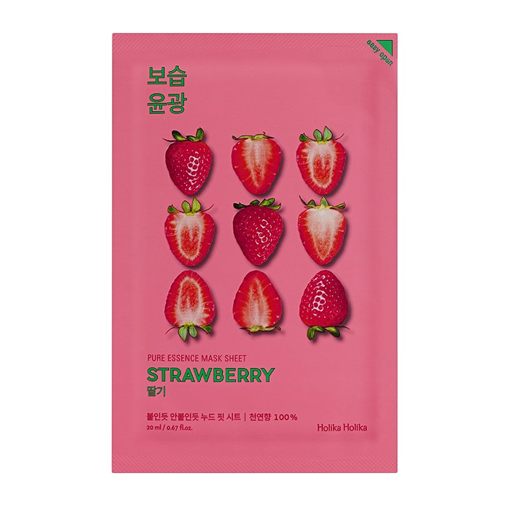 HOLIKA HOLIKA Маска тканевая освежающая Пьюр Эссенс, клубника / Pure Essence Mask Sheet Strawberry 20 мл, фото 1
