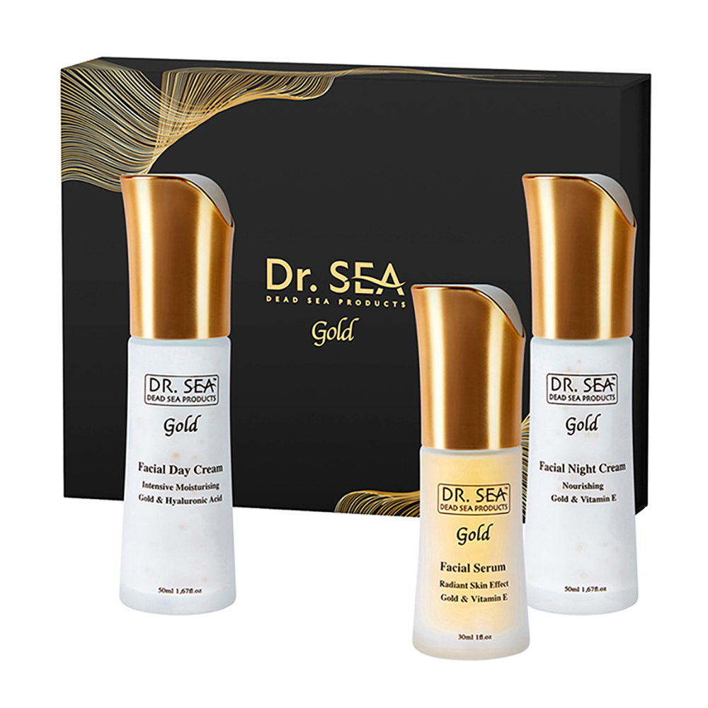 DR. SEA Набор подарочный Комплексный уход 24 часа (дневной крем 50 мл + ночной крем 50 мл + сыворотка 30 мл) DR.SEA GOLD, фото 1