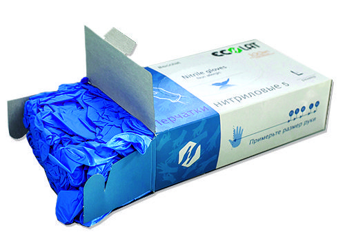 ECOLAT Перчатки нитриловые, голубые, размер S / 5 EcoLat 100 шт, фото 2