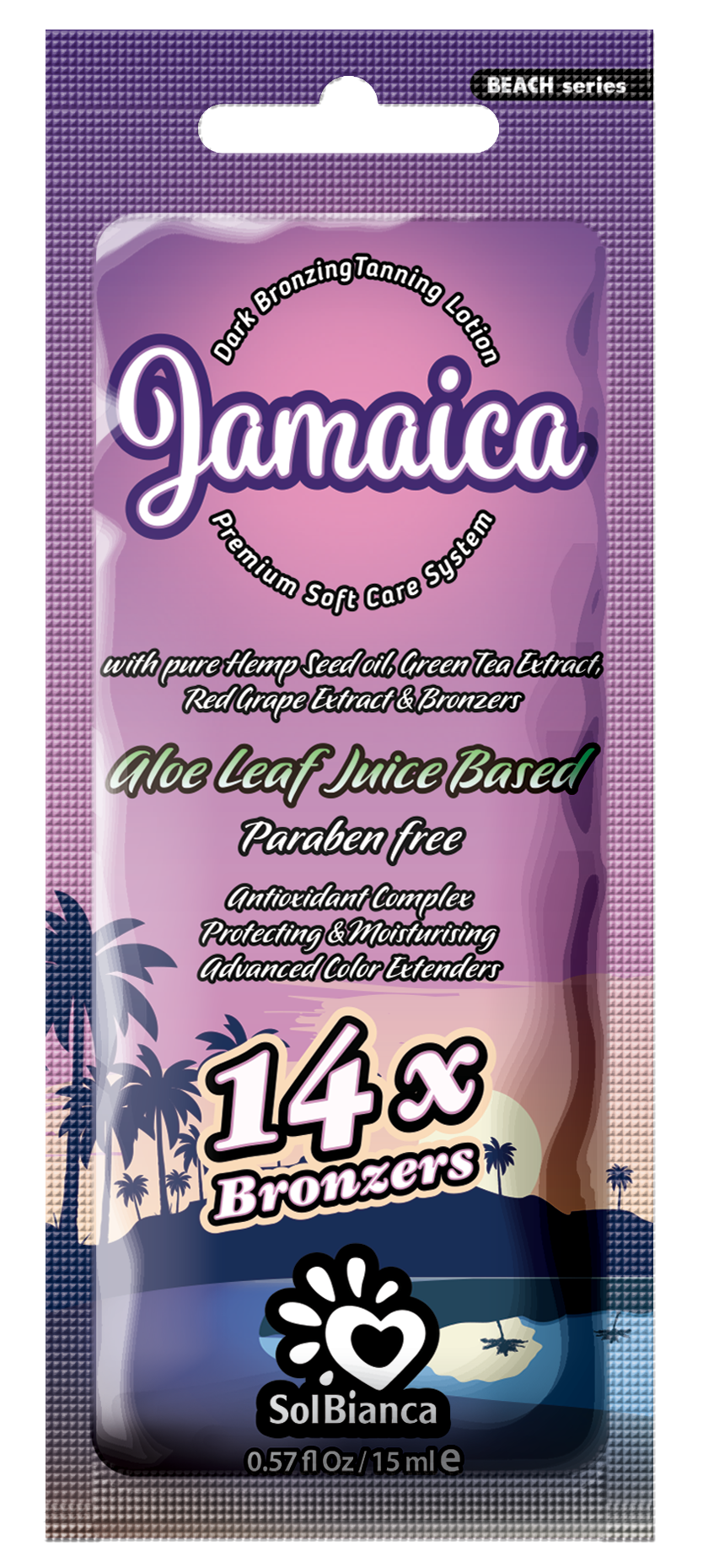 SOLBIANCA Крем с маслом семян конопли, экстрактами зеленого чая, винограда и бронзаторами для загара в солярии / Jamaica 15 мл, фото 1