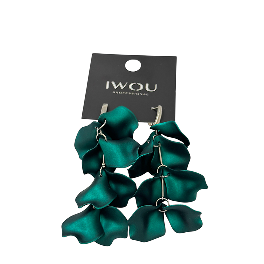 IWOU PROFESSIONAL Серьги Танцующие лепестки изумруд, фото 3