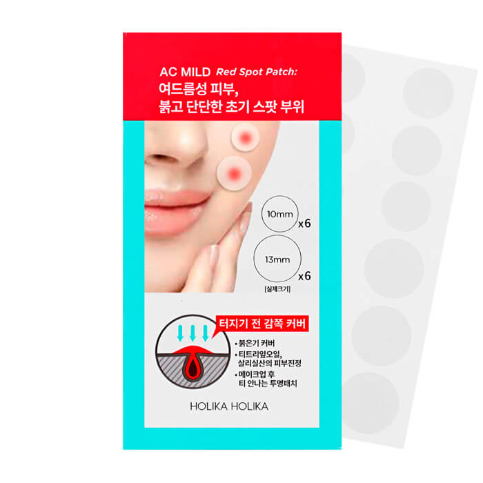 HOLIKA HOLIKA Патчи от прыщей для лица / Skin & AC Mild Red Spot Patch 1 г х 12 шт, фото 2