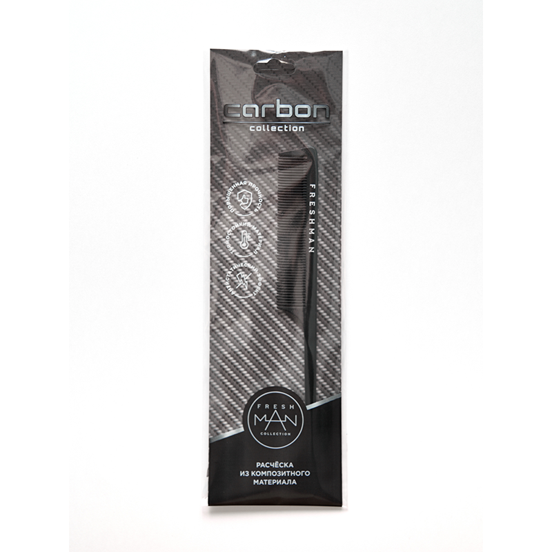 FRESHMAN Расческа для моделирования и стрижки с хвостом / Collection Carbon, фото 3
