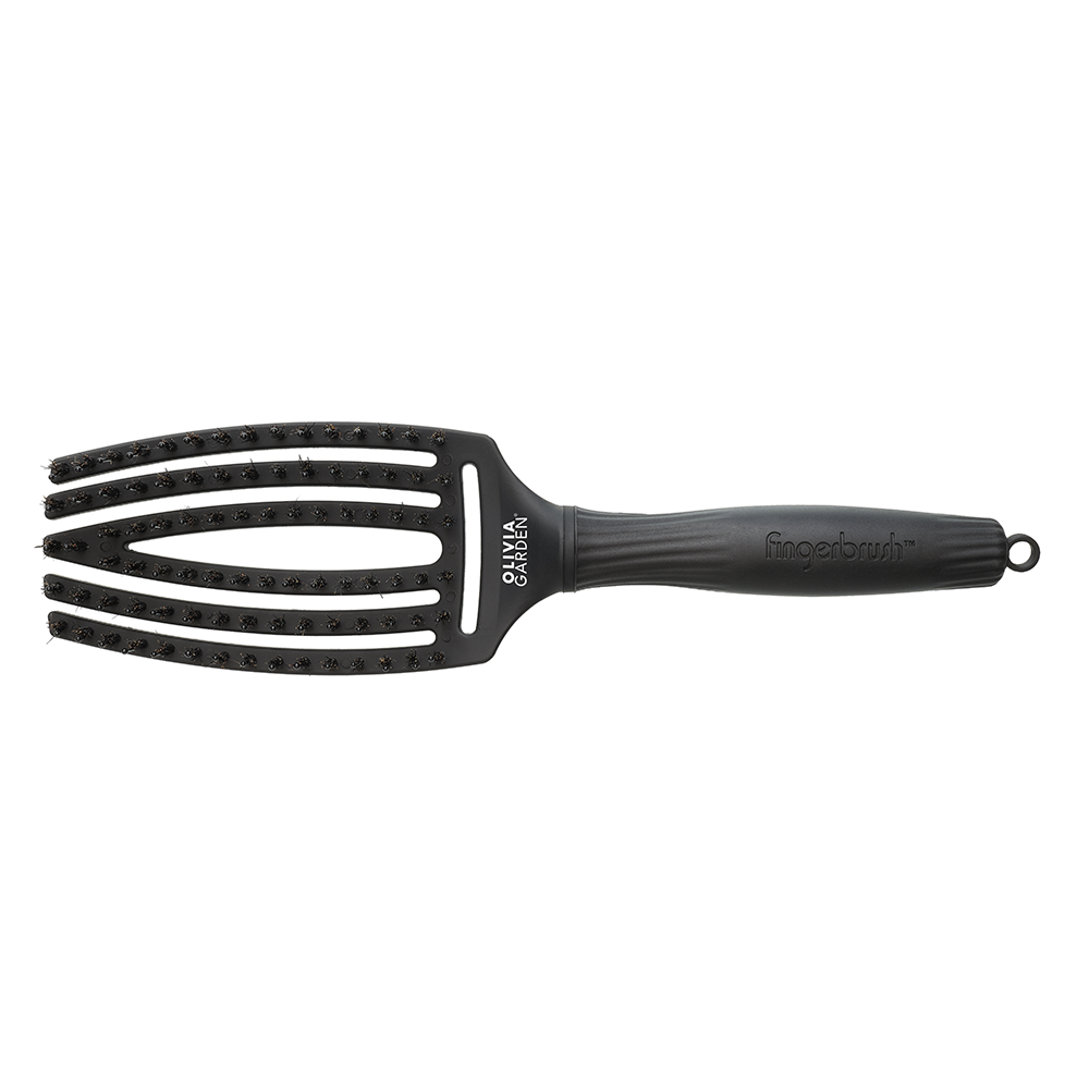 OLIVIA GARDEN Щетка щетина+нейлон Fingerbrush Care Iconic Boar&Nylon Full Black M, фото 1