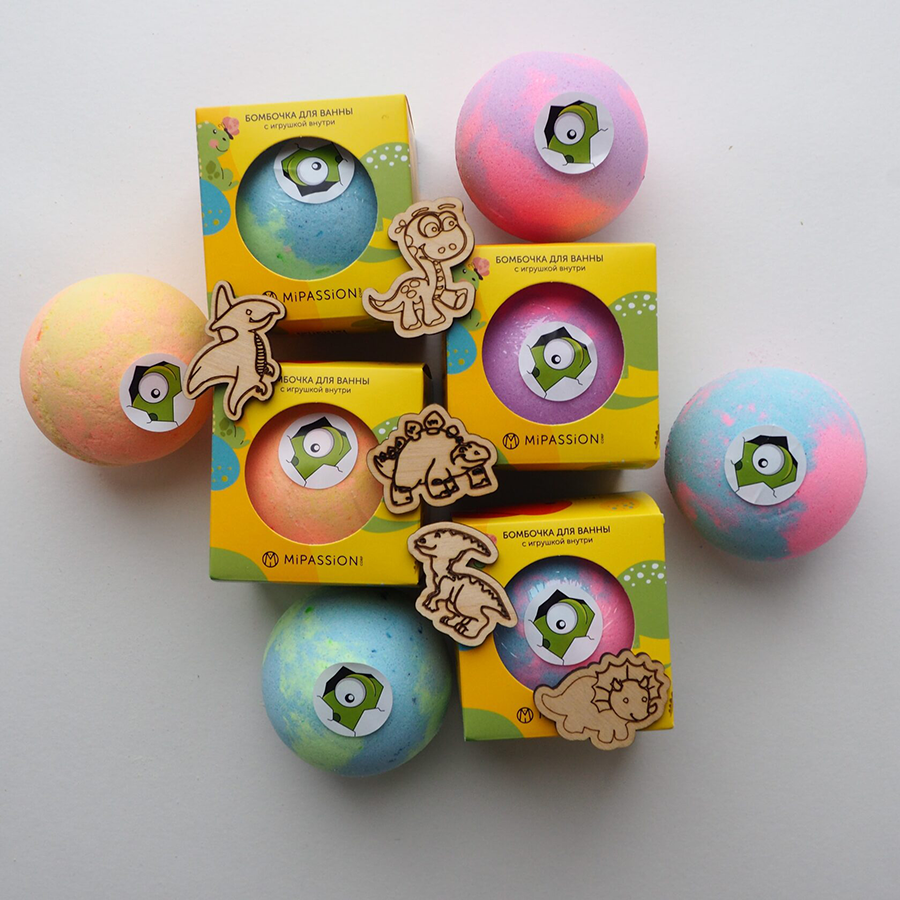 MIPASSIONcorp Бомбочка для ванны с игрушкой, динозаврики / MiPASSiON 130 гр, фото 4