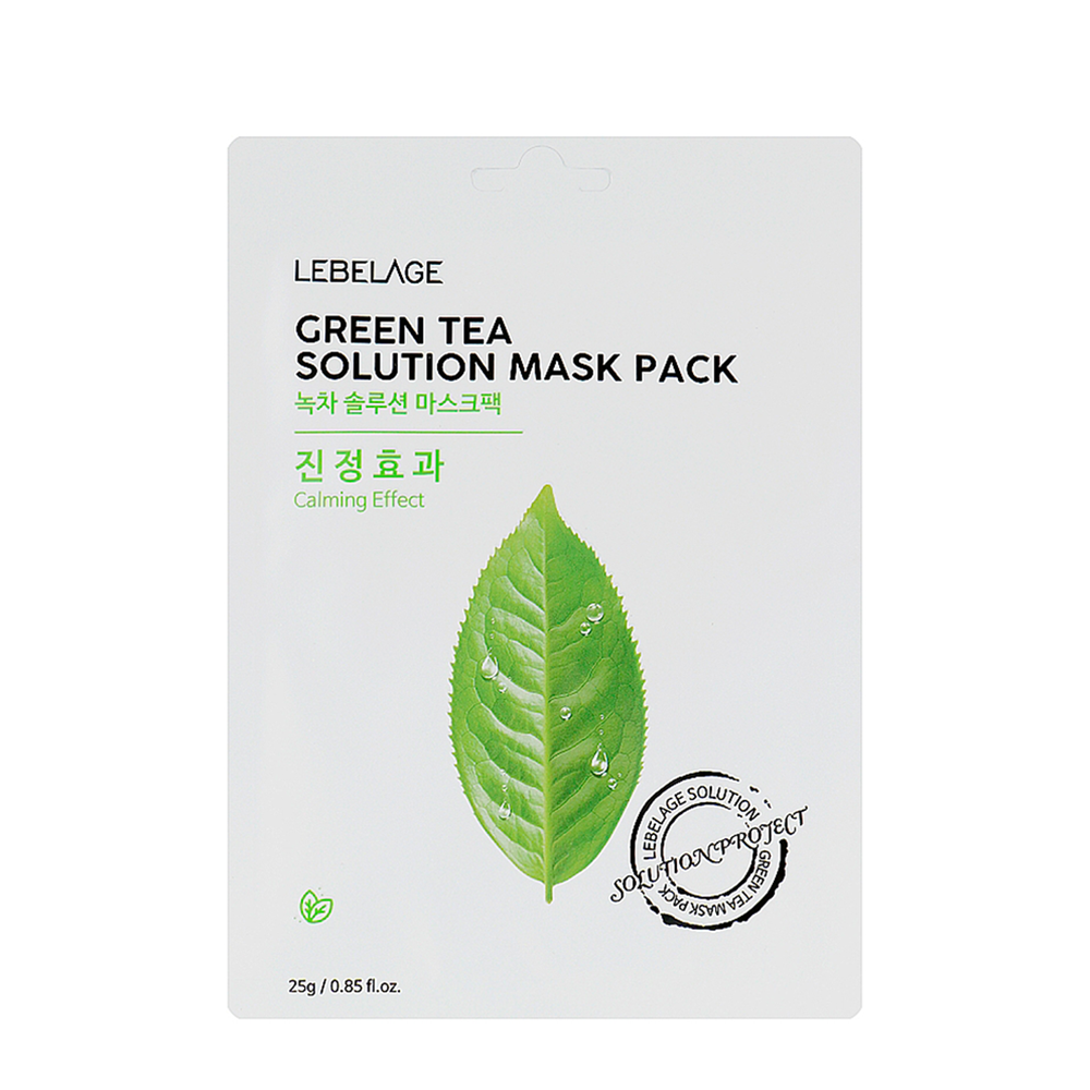 LEBELAGE Маска тканевая для лица с экстрактом зеленого чая / Lebelage Green Tea Solution Mask 25 гр, фото 1