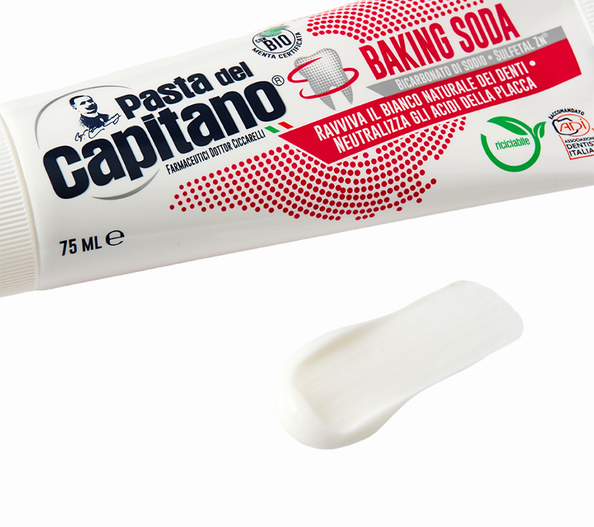 PASTA DEL CAPITANO Паста зубная для деликатного отбеливания и защиты полости рта с содой / Baking Soda 75 мл, фото 3