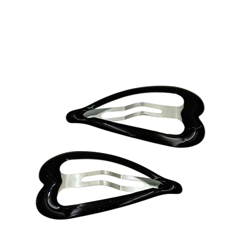 IWOU PROFESSIONAL Заколка клик-клак Сердечки черные 5*3см 2 шт, фото 2