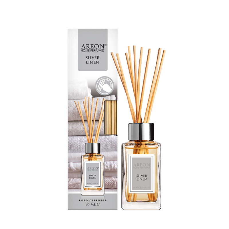 AREON Диффузор ароматический, серебряный лен / HOME PERFUME STICKS Silver Linen 85 мл, фото 1