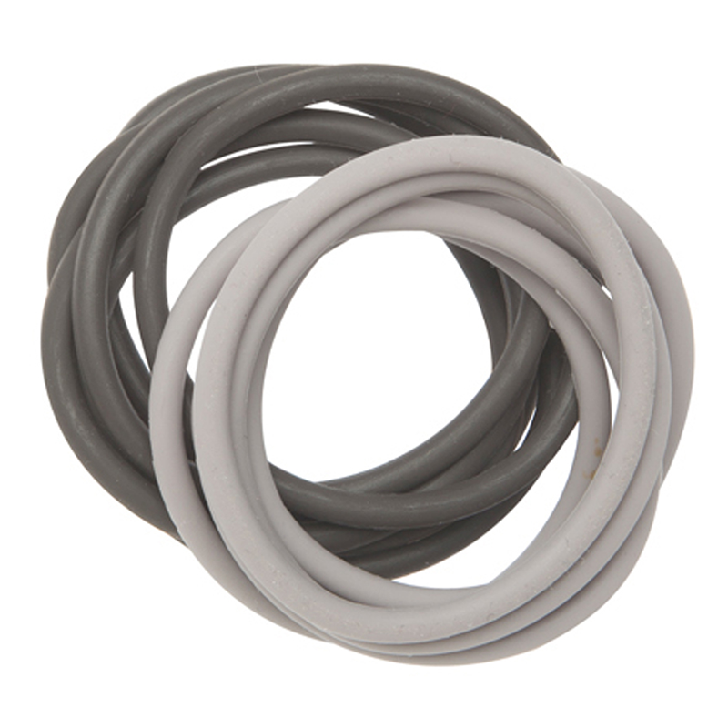 DEWAL PROFESSIONAL Резинки для волос силиконовые, черные/серые 12 шт/уп, фото 1