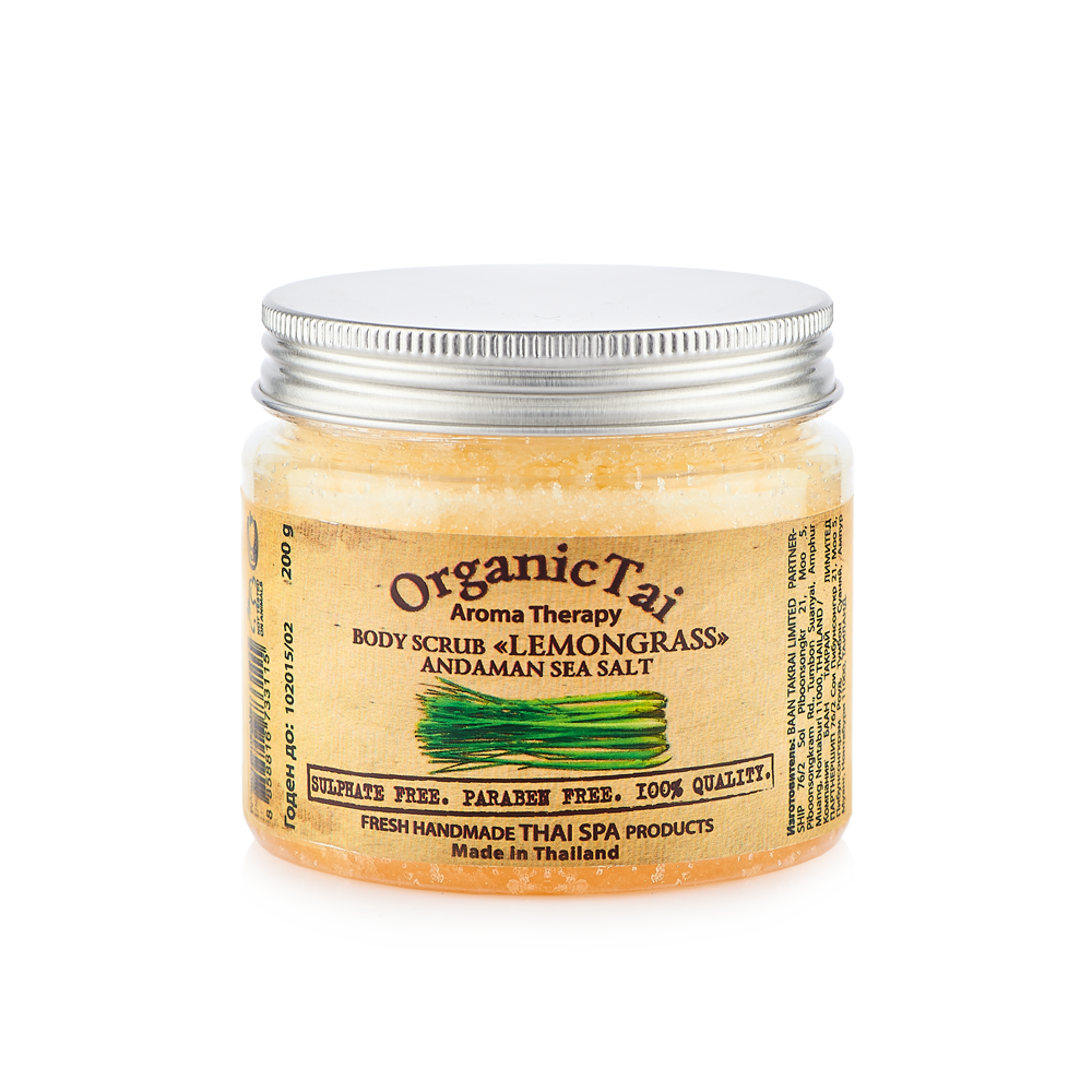 ORGANIC TAI Скраб на основе соли Андаманского моря для тела Лемонграсс 200 г, фото 1