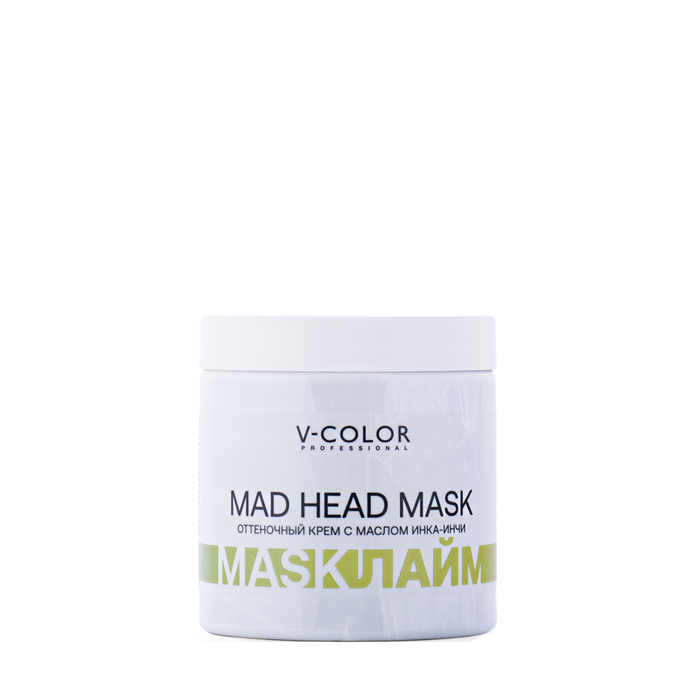 V-COLOR PROFESSIONAL Крем-маска оттеночная с маслом Инка-Инчи, лайм / MAD HEAD MASK 500 мл, фото 1