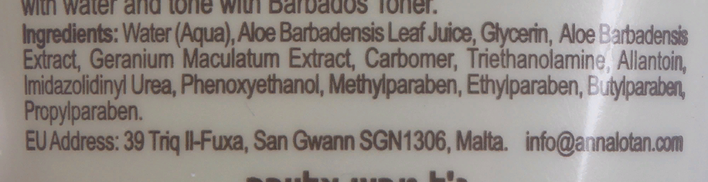 ANNA LOTAN Гель натуральный алоэ вера / Pure Soothing Aloe Vera Natural Gel BARBADOS 250 мл, фото 4