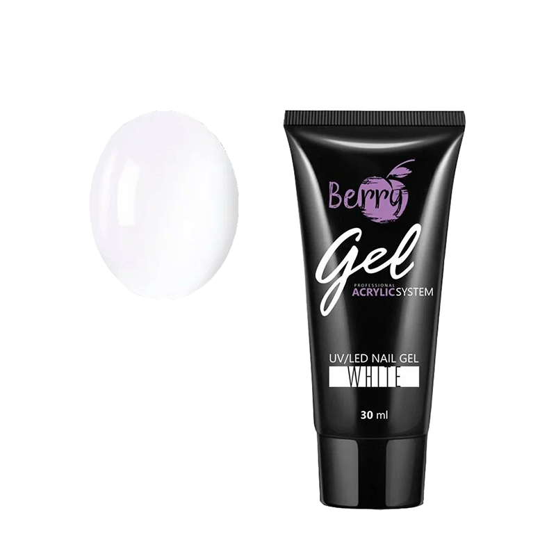 JESSNAIL Гель акриловый №008, белый / Berry Gel White 30 мл, фото 1