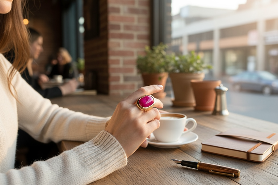 IWOU PROFESSIONAL Кольцо Малиновый космос, фото 4