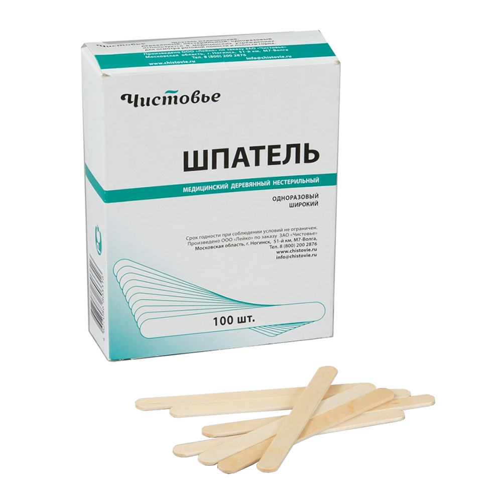 ЧИСТОВЬЕ Шпатель деревянный одноразовый 100 шт/уп, фото 2