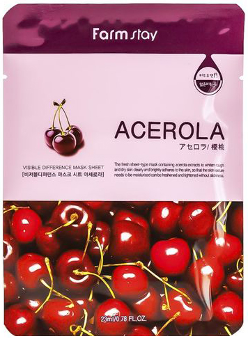 FARMSTAY Маска тканевая с экстрактом ацеролы для лица / VISIBLE DIFFERENCE MASK 23 мл, фото 1