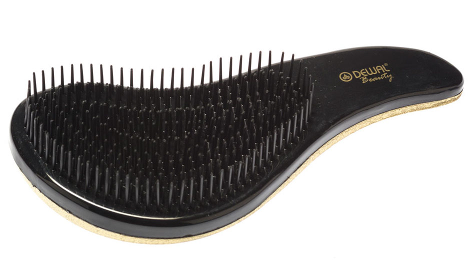 DEWAL BEAUTY Щетка массажная для легкого расчесывания волос, большая, с ручкой, цвет золотисто-черный, фото 2