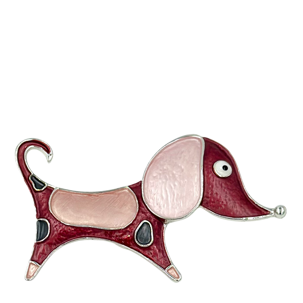 IWOU PROFESSIONAL Брошь-магнит Собачка-такса розовая, фото 1