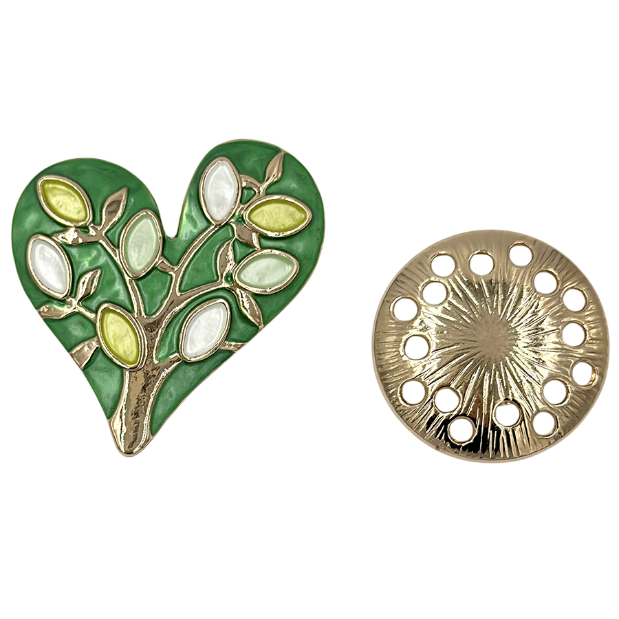IWOU PROFESSIONAL Брошь-магнит Сердце природы зеленое, фото 2