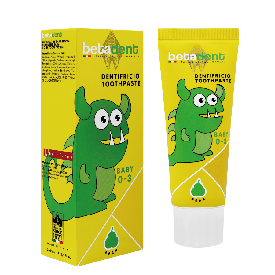 BETADENT Паста зубная детская 0-3, груша / BETADENT BABY 75 мл, фото 3