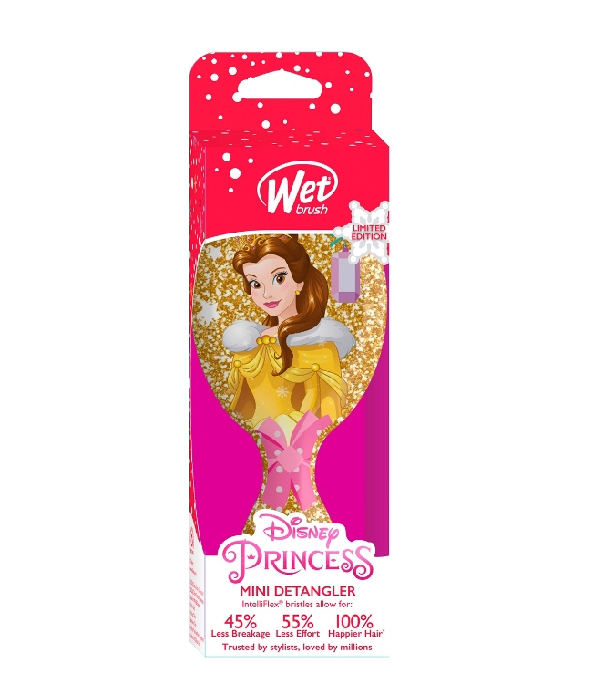 WET BRUSH Щетка для спутанных волос мини, Дисней Бэлль / MINI DETANGLER DISNEY GLITTER BALL BELLE, фото 4