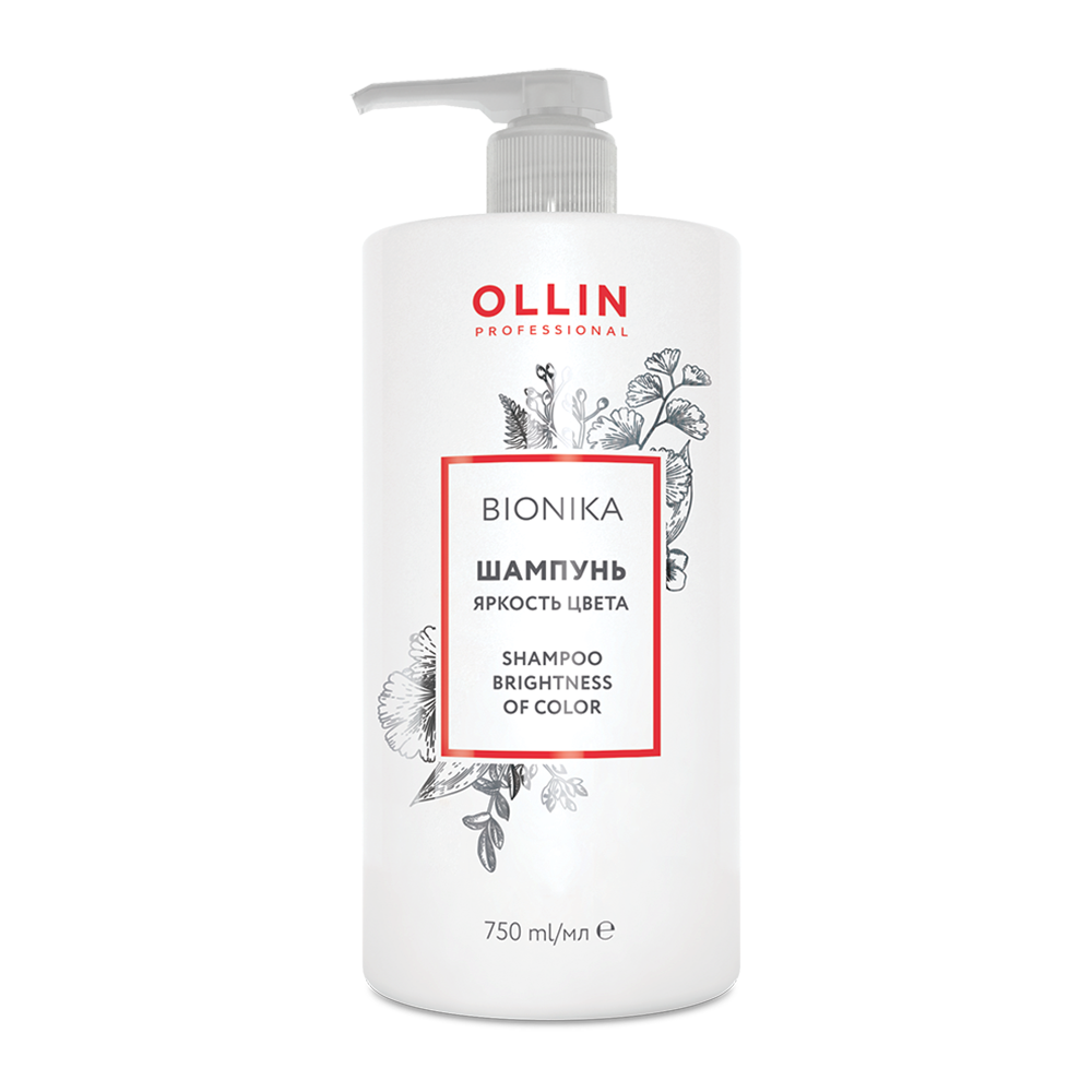 OLLIN PROFESSIONAL Шампунь для окрашенных волос Яркость цвета / BioNika 750 мл, фото 1
